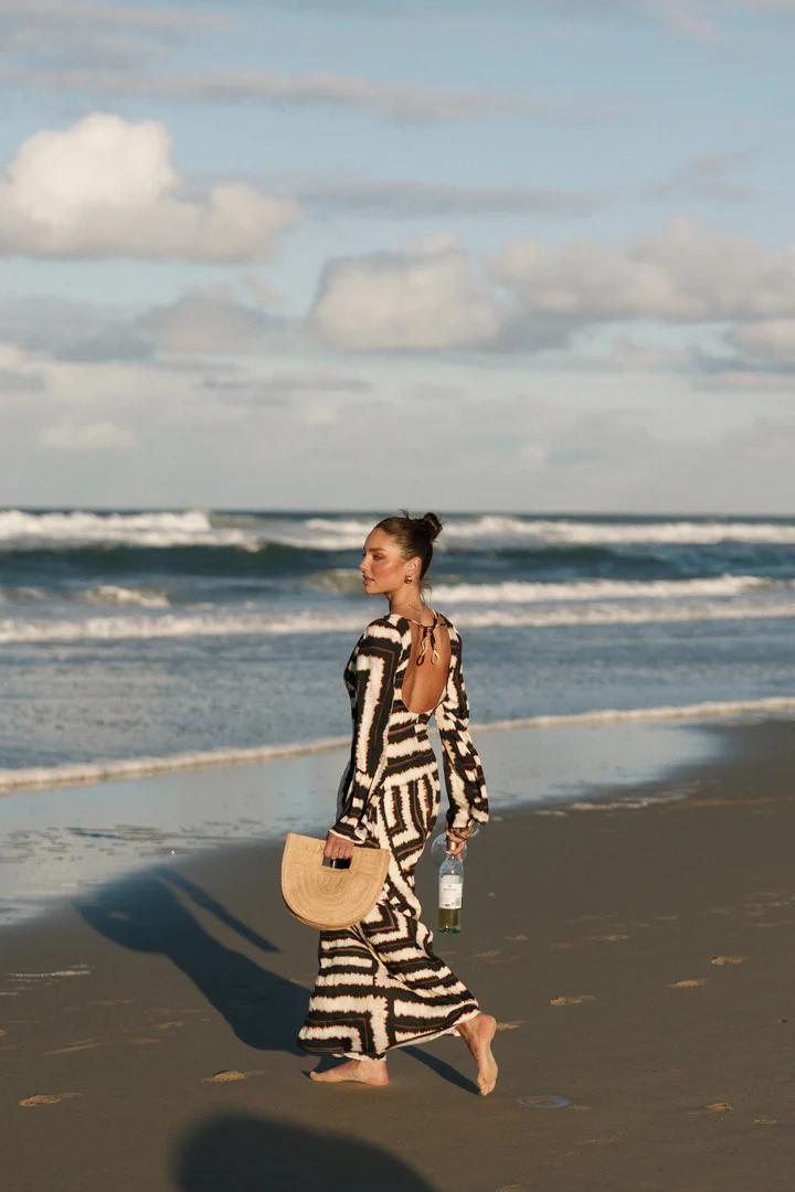 Noria Print Tortoiseshell Ring Maxi Dress