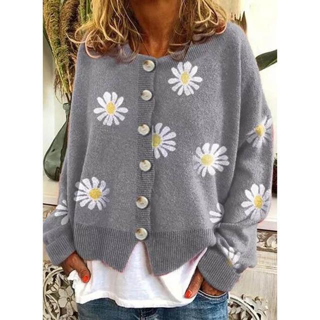 Elegant Casual Printed Knitted Coat