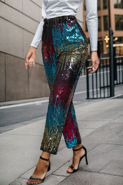 BRAELYNN SEQUIN HIGH WAIST PARTY PANTS