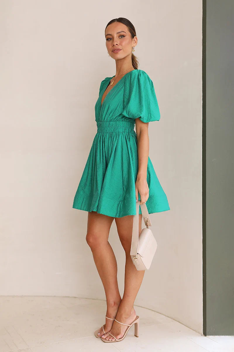 Erin Mini Dress - Emerald