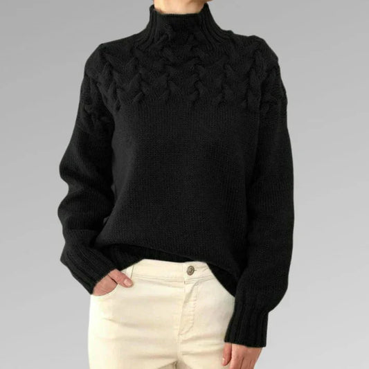 Jumper with elegant and warm turtleneck, cross-stitch design, unisex