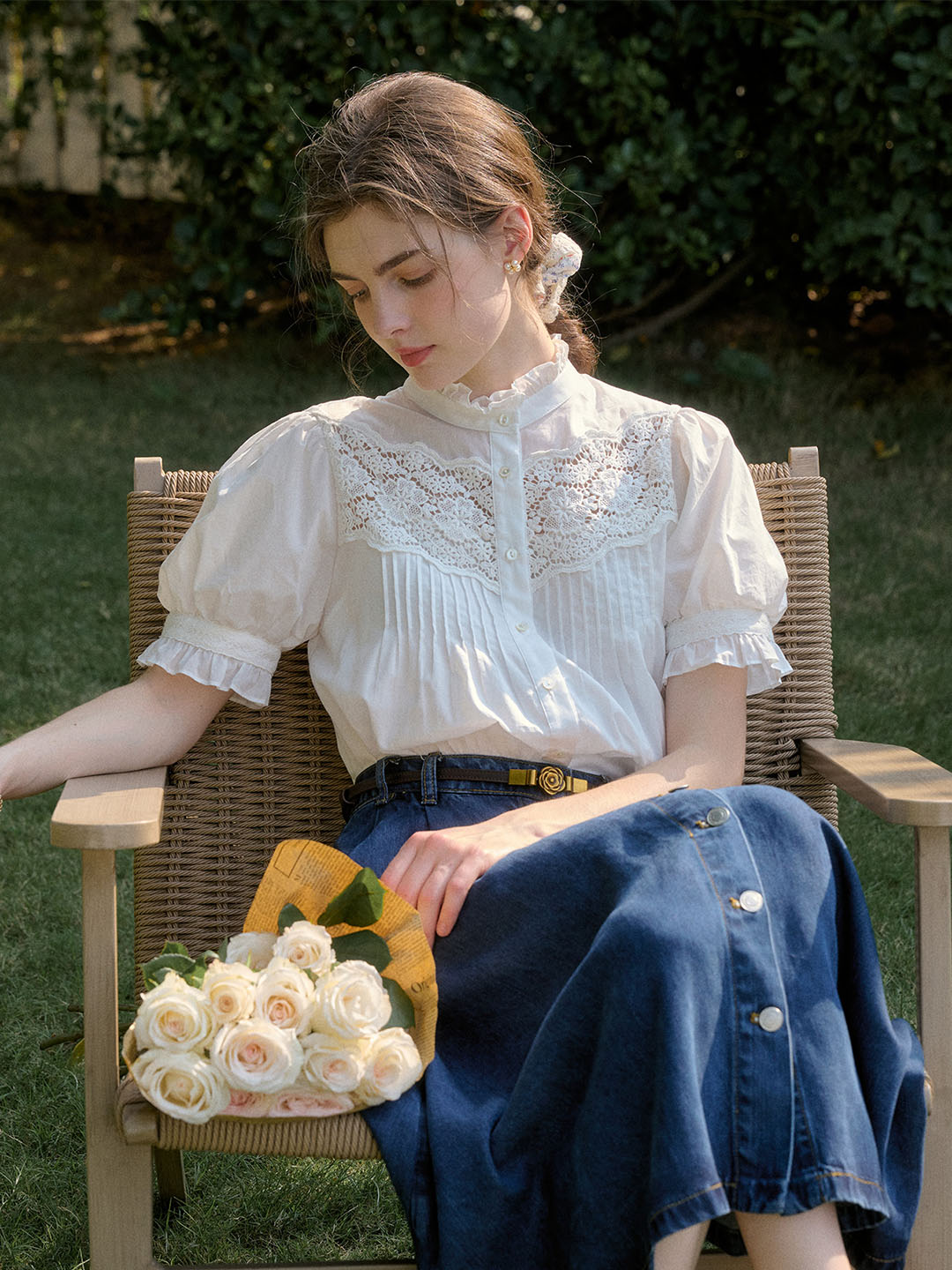 Ana | Lace Puff Sleeve Blouse