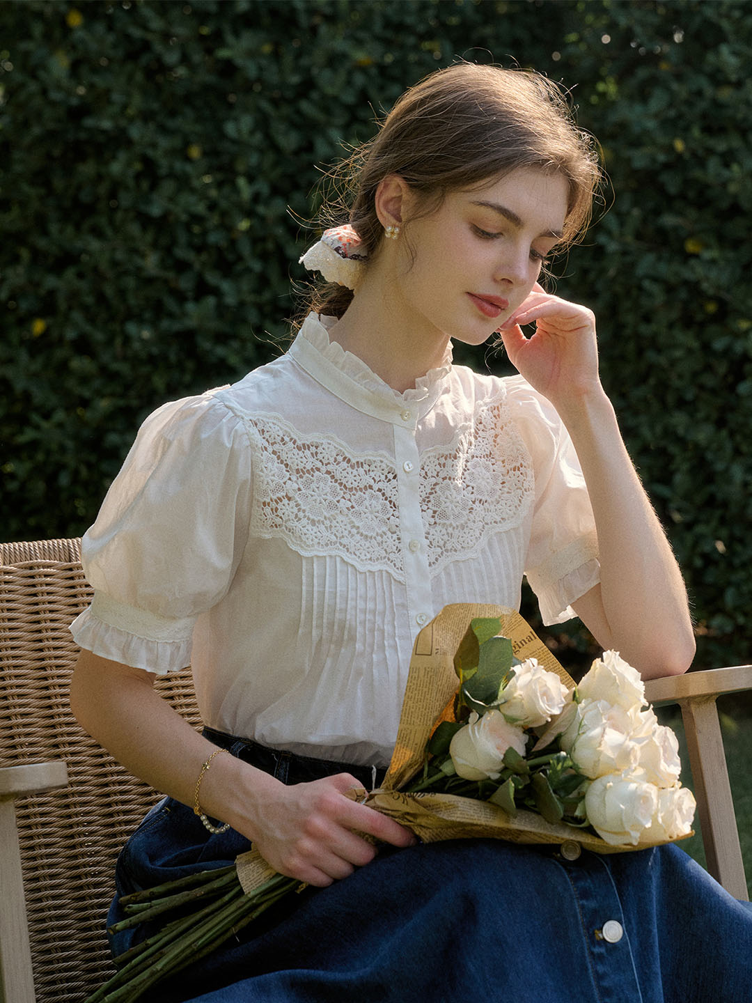 Ana | Lace Puff Sleeve Blouse