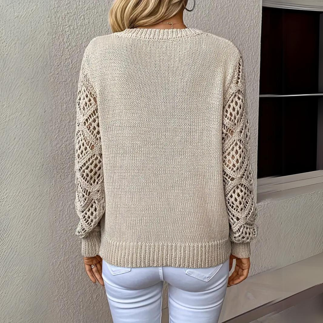 Raylene - V-Neck Knitted Sleeves Jumper