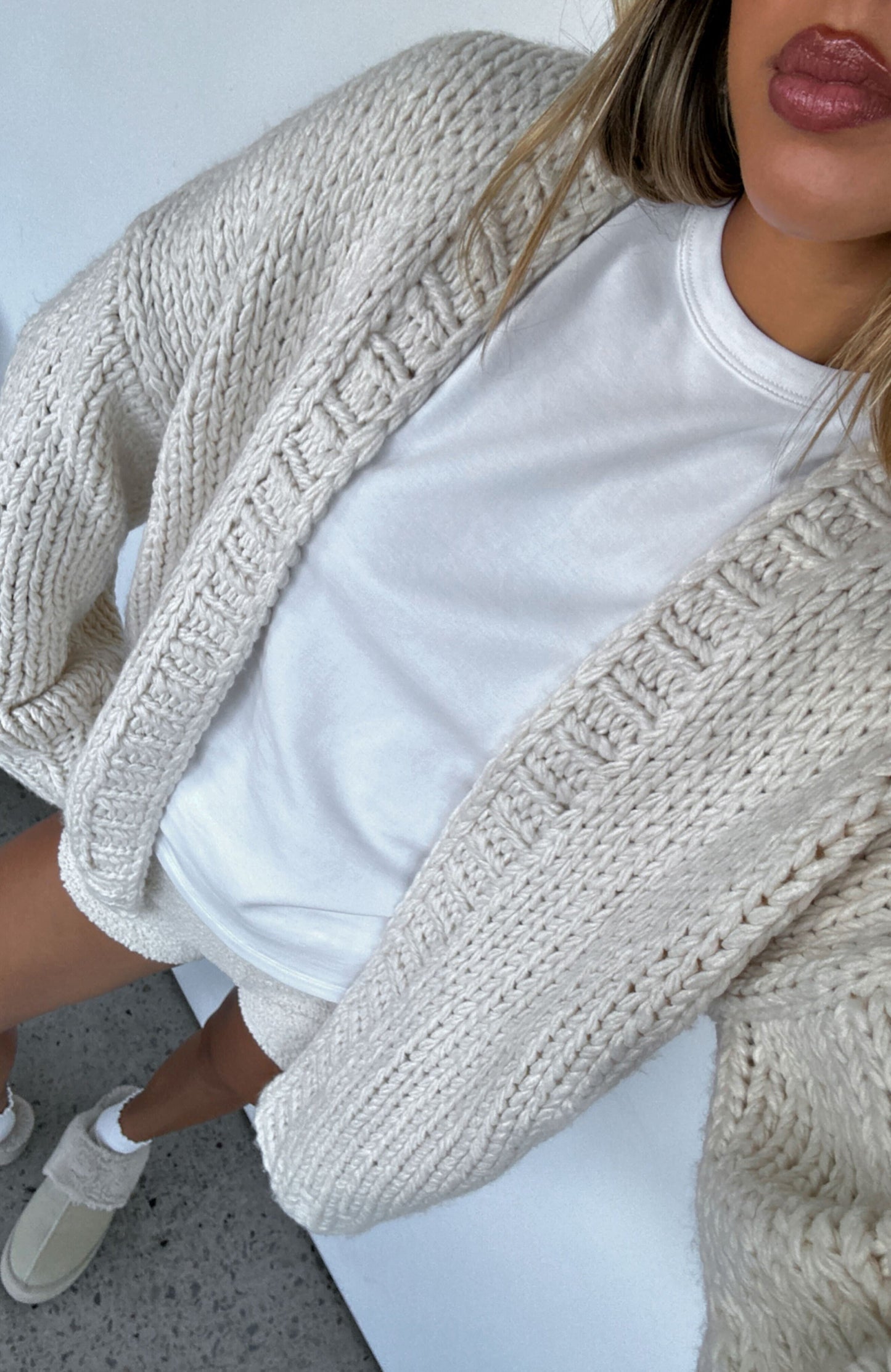 MIKAELA KNIT CARDIGAN - CREAM