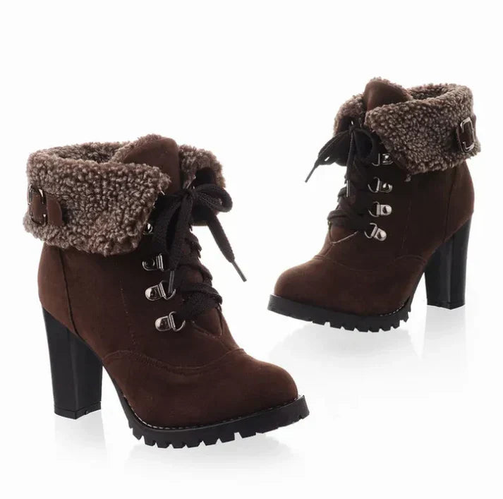 Women's - winter boots with heel - stylish and warm