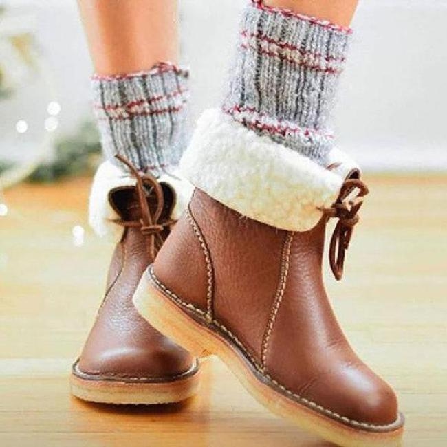 Helena - wool-lined leather boots for women