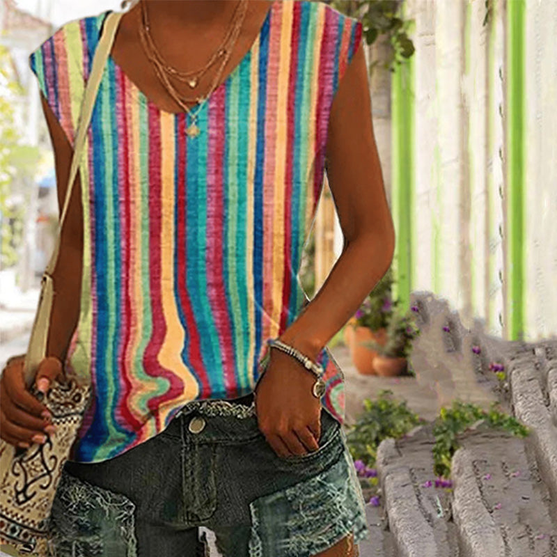 Vintage Colourful Striped Tank Top