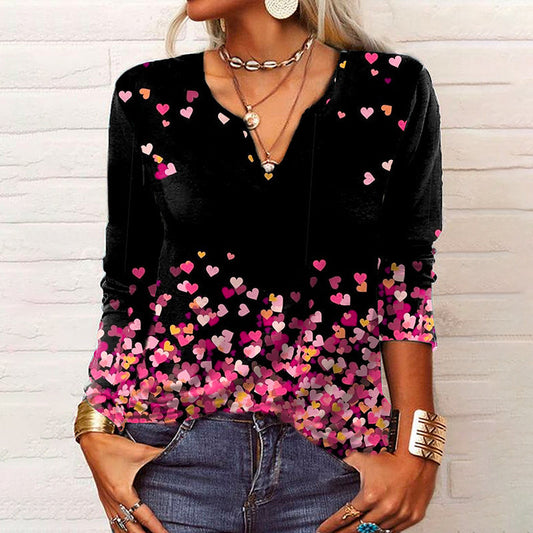 Elegant Heart Print Blouse