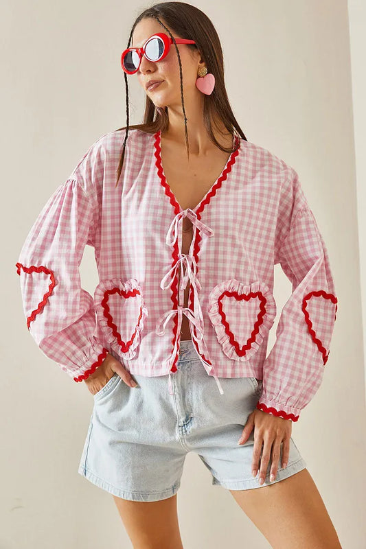 Hearts Long Sleeves Blouse