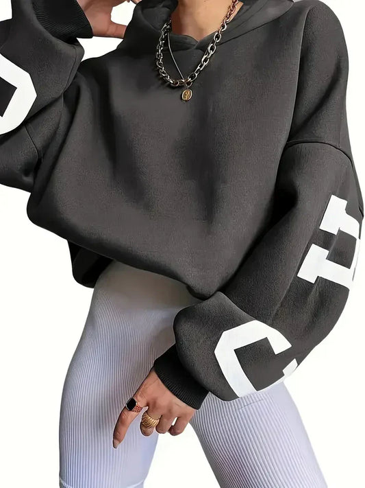 Oversized jumper with long sleeves and text logo on the sleeve