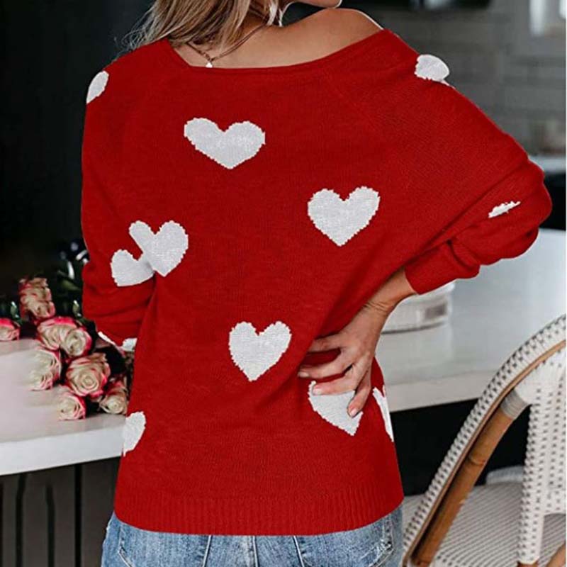 Heart Pattern Knit Sweater