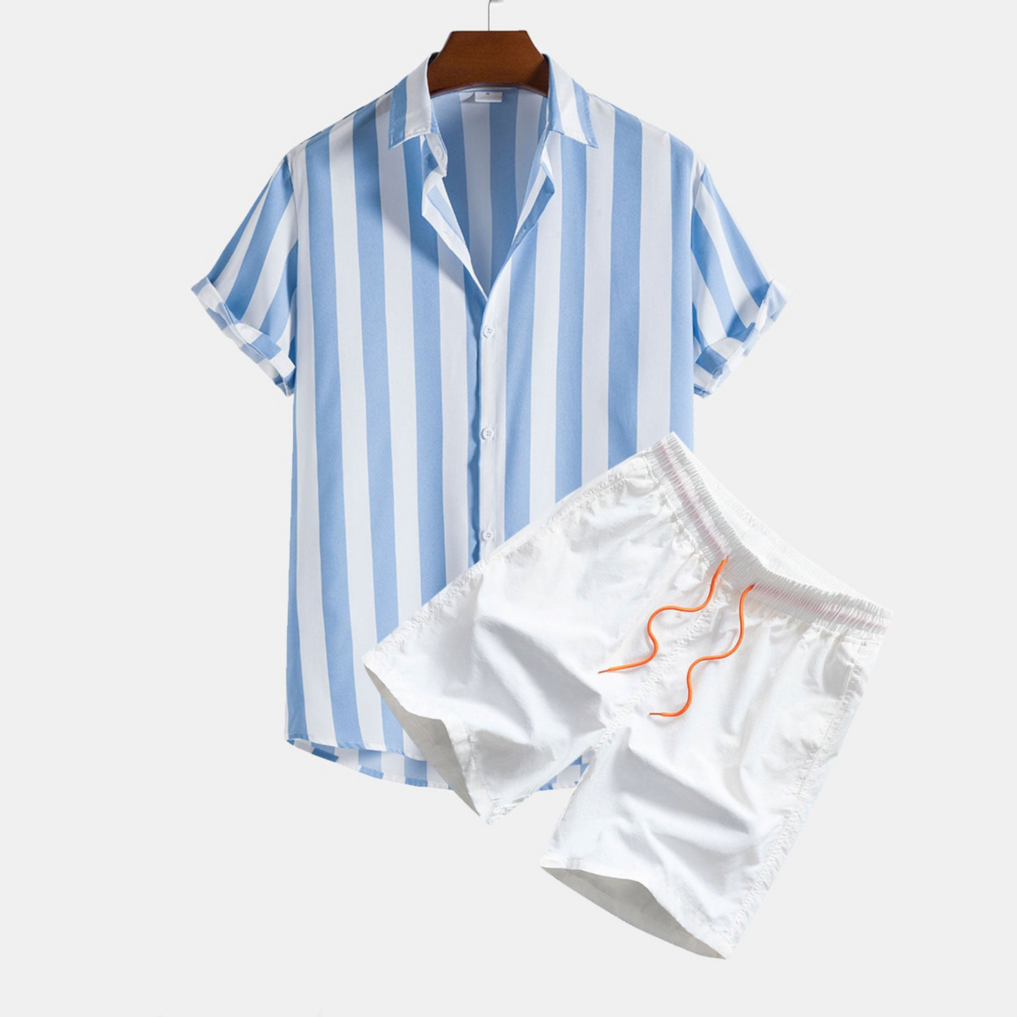 Shirts and Swim Shorts with Wide Stripe Print