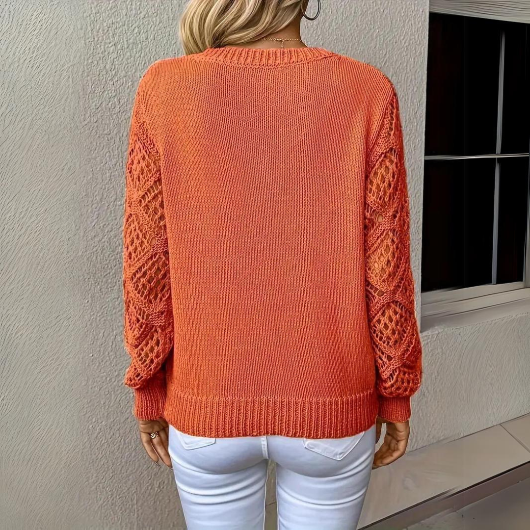 Raylene - V-Neck Knitted Sleeves Jumper