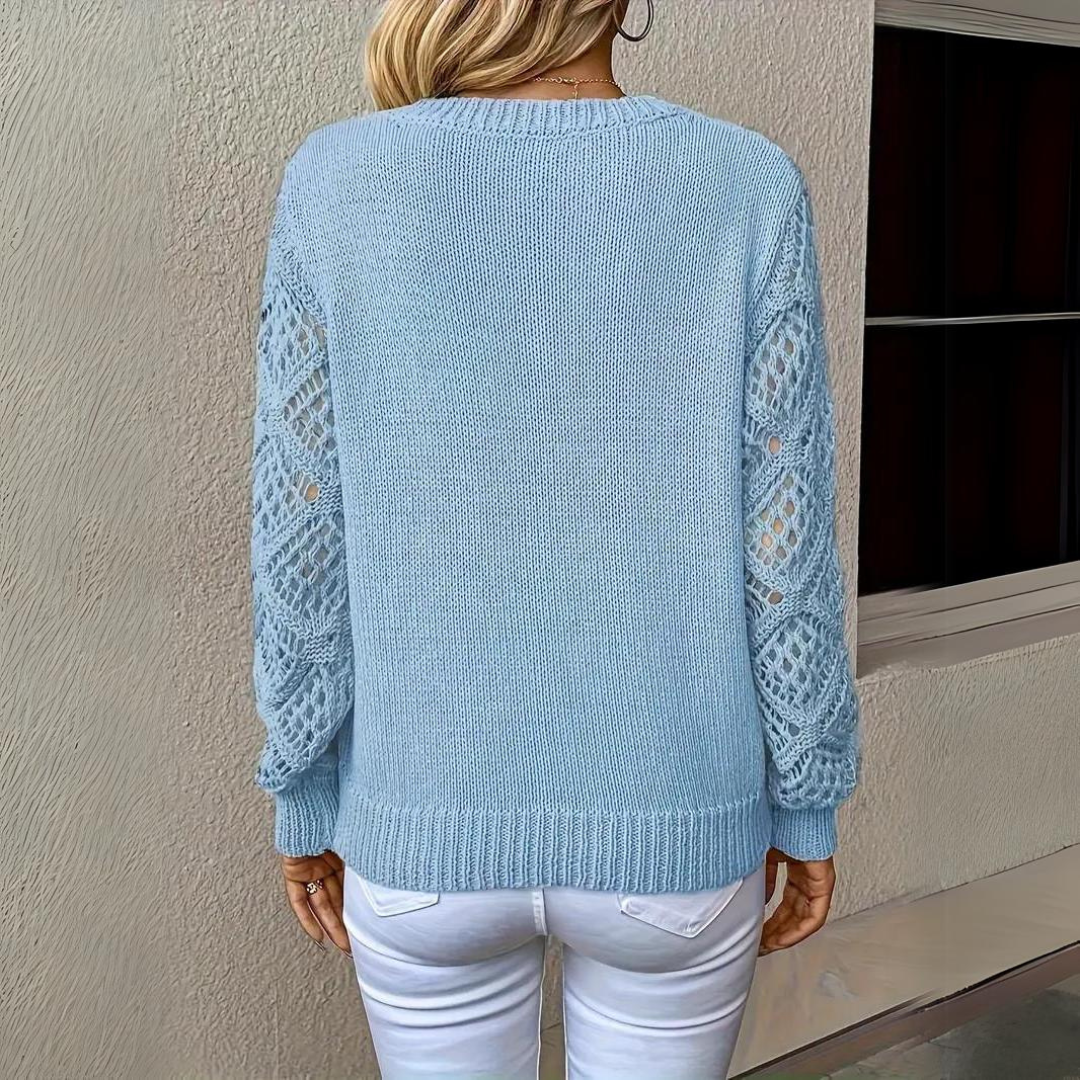 Raylene - V-Neck Knitted Sleeves Jumper