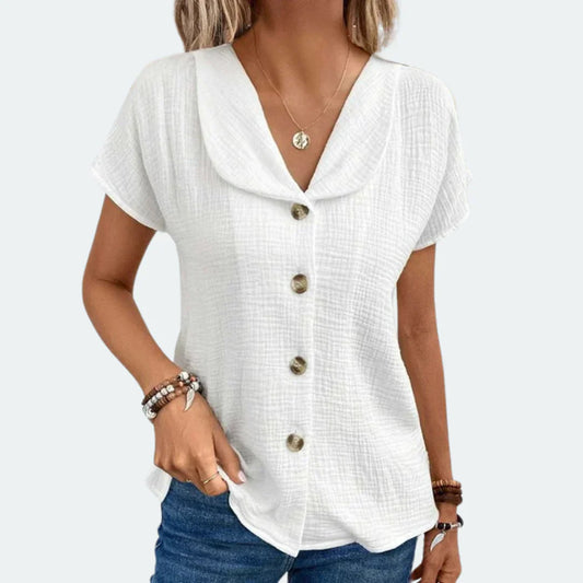 Elsa Linen V-neck Top