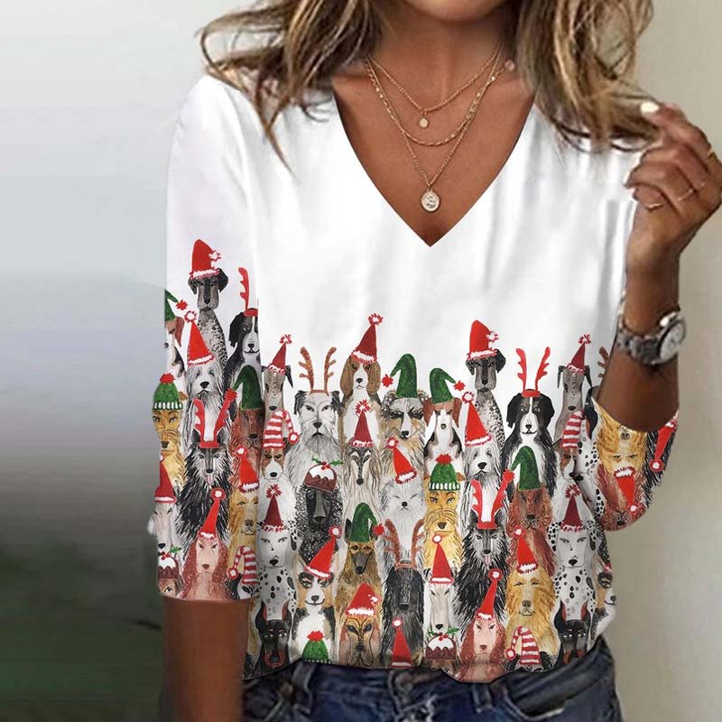 Creative Animal Print Christmas T-Shirt