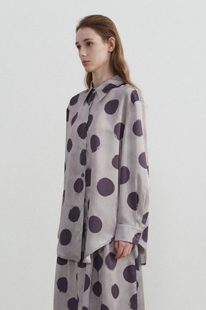 Polka Dot Print Long Sleeve Shirt