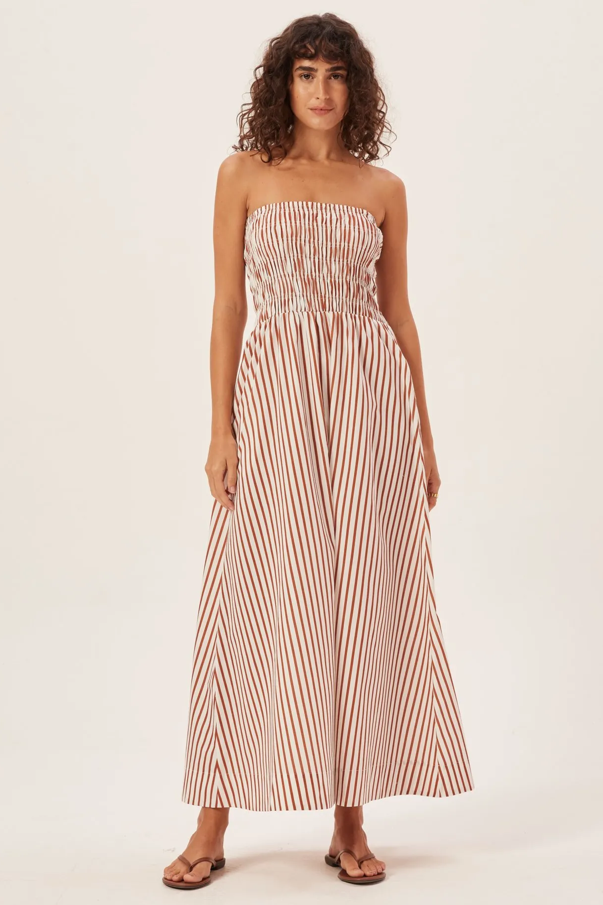 Maud Smocked Stripe Tube Maxi Dress