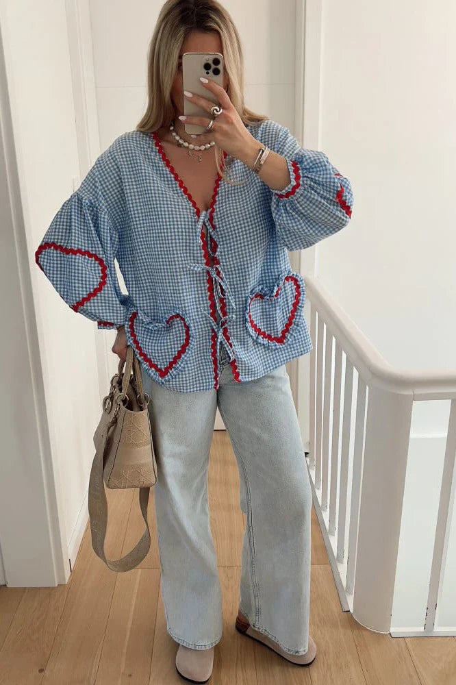 Hearts Long Sleeves Blouse