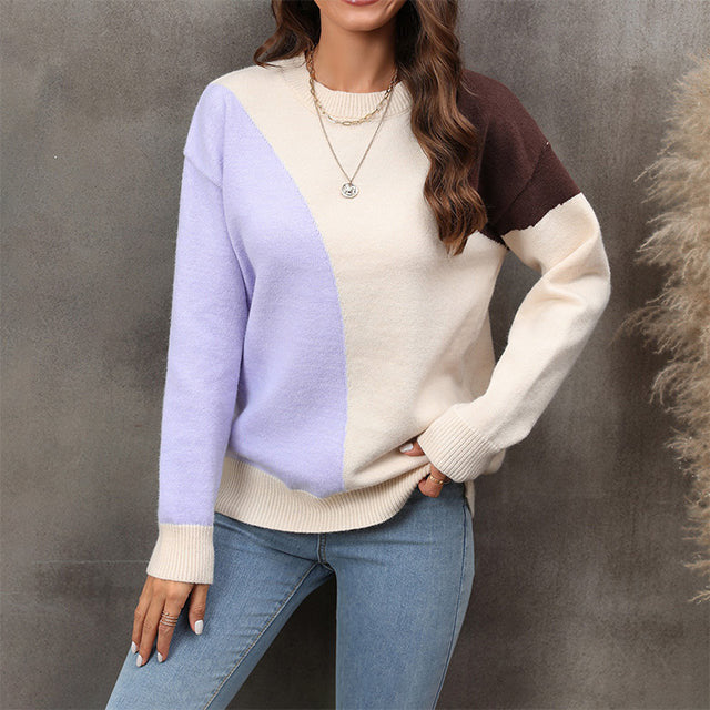 Contrast Color Casual Sweater