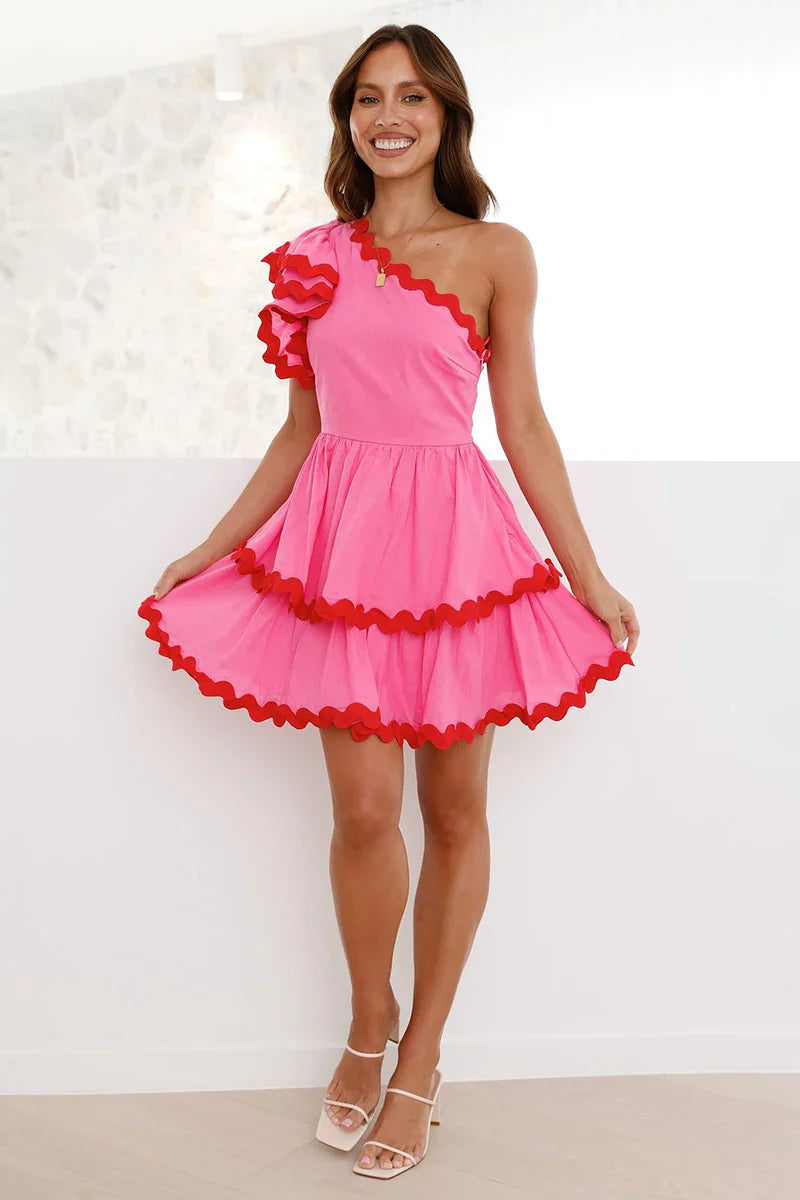 Daisuke Mini Dress - Pink / Red