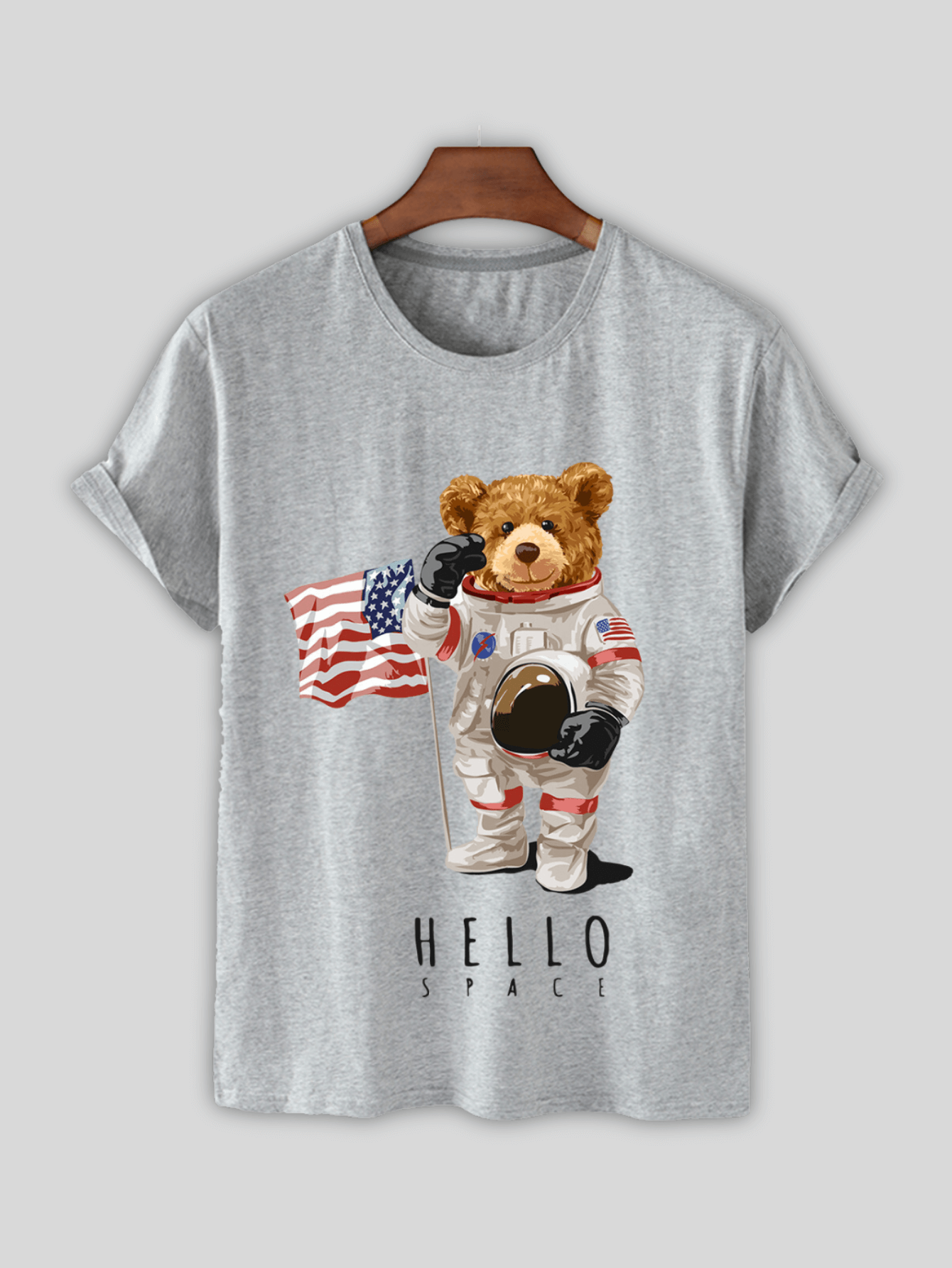 T-Shirt with Bear Print and NASA Shorts