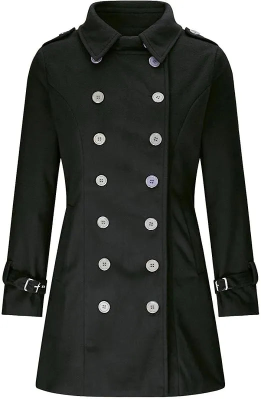 Elegant women's jacket with reversible collar and buttons for autumn/winter