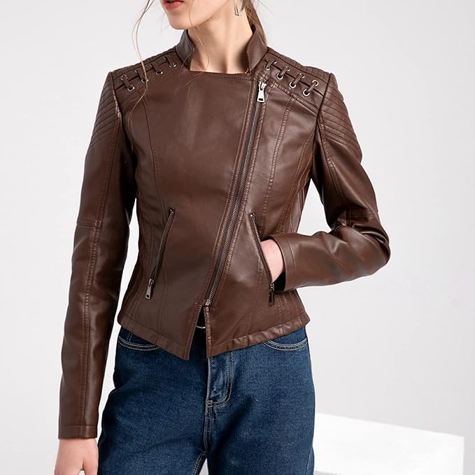 Jill - Stylish Lapel Collar Leather Jacket