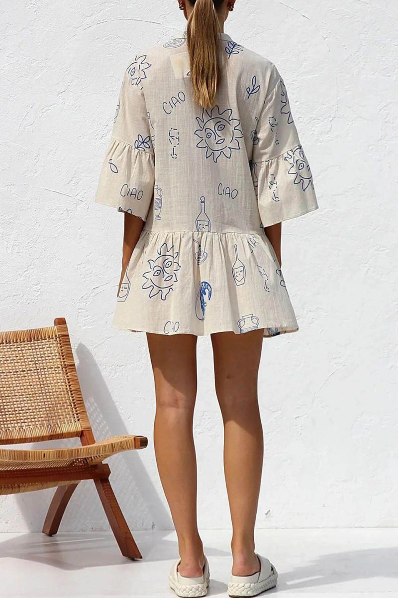 Ethnic Style Loose Shirt Short Dress