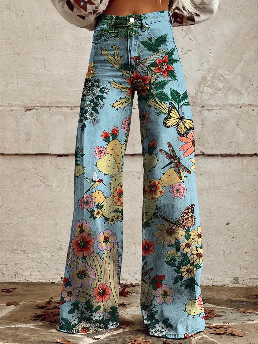 Joanna - Floral Bootcut Trousers