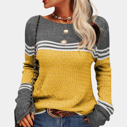 Trendy colourblock striped jumper for women