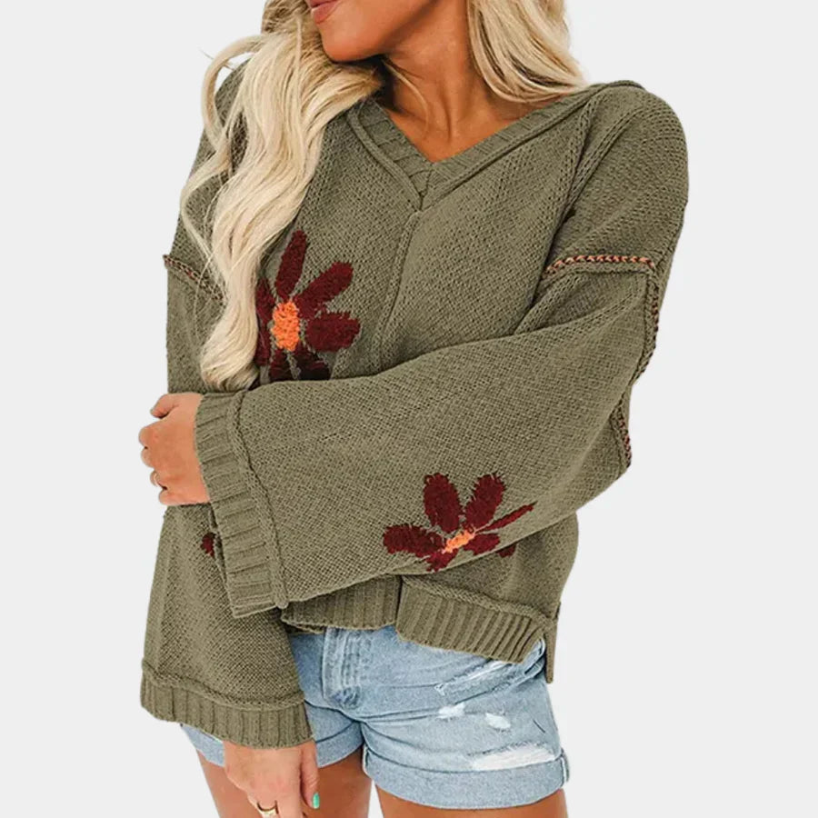 Honoria - ladies' jumper in floral knitwear