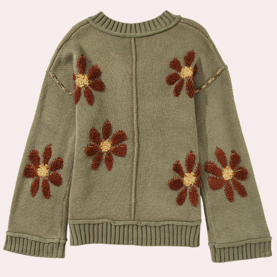 Honoria - ladies' jumper in floral knitwear