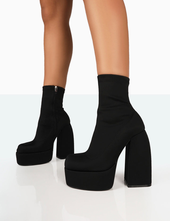 Charlie black nylon ankle boots