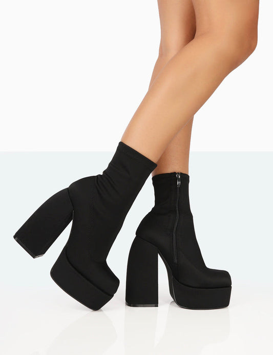 Charlie black nylon ankle boots