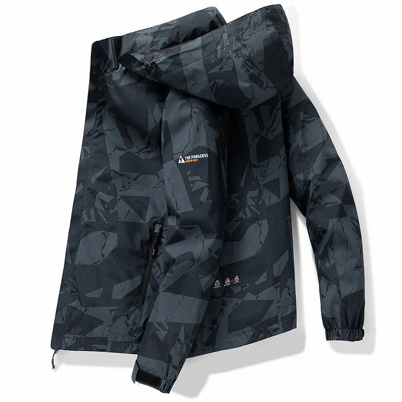 Daniel - waterproof zip-up ski jacket in sporty style with letter print