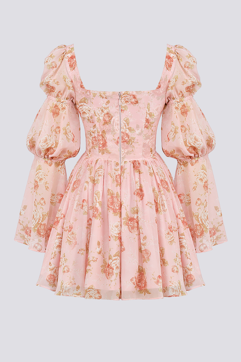 Divine Floral Square Neck Mini Dress