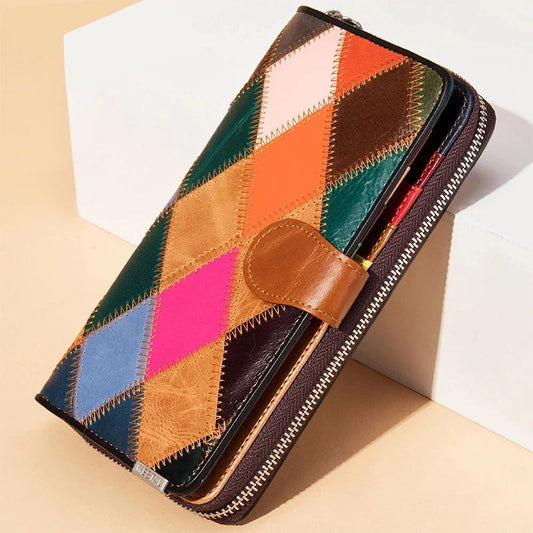 Emie-Daly Patchwork Genuine Leather Wallet