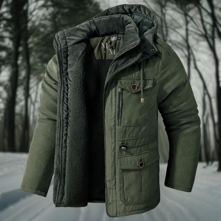 Warm men's winter coat with feel-good factor