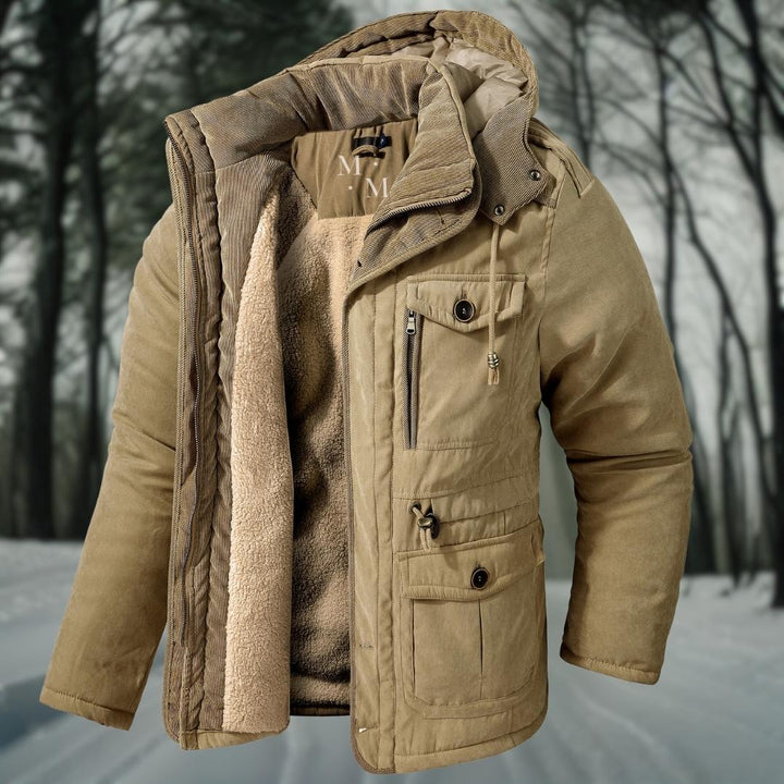 Warm men's winter coat with feel-good factor