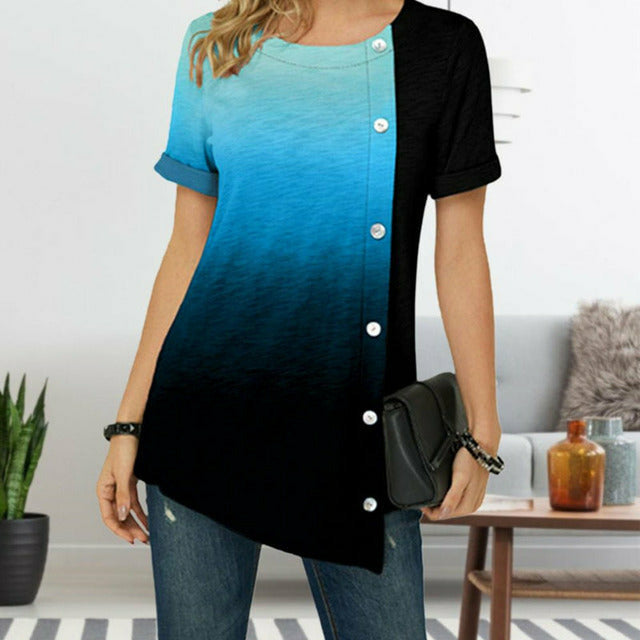 Gradient Irregular Patchwork T-Shirt