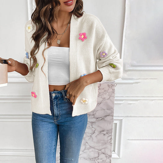 3D Floral Knitted Cardigan