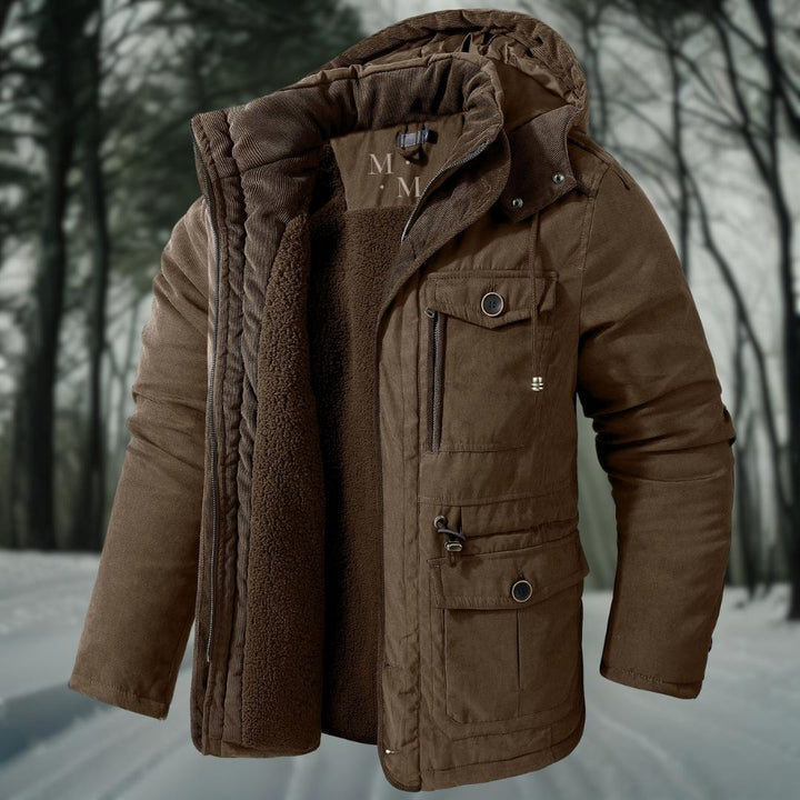 Warm men's winter coat with feel-good factor