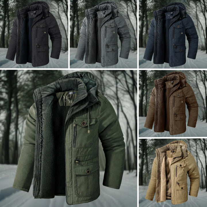 Warm men's winter coat with feel-good factor