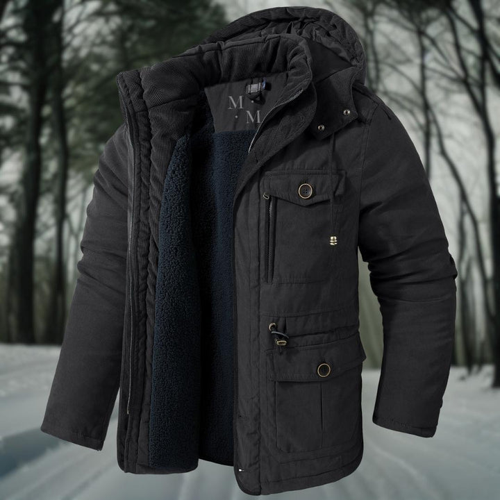 Warm men's winter coat with feel-good factor