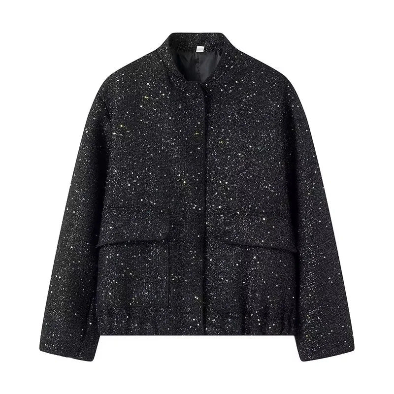 Sequined Small Stand Collar Jacket