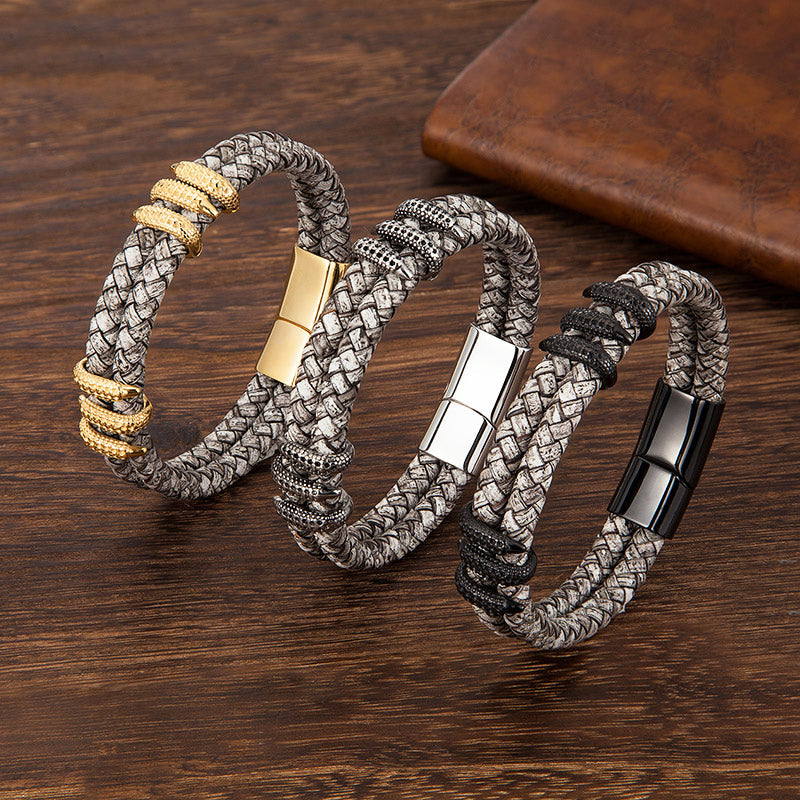 Rugged Weave Leather Bracelet