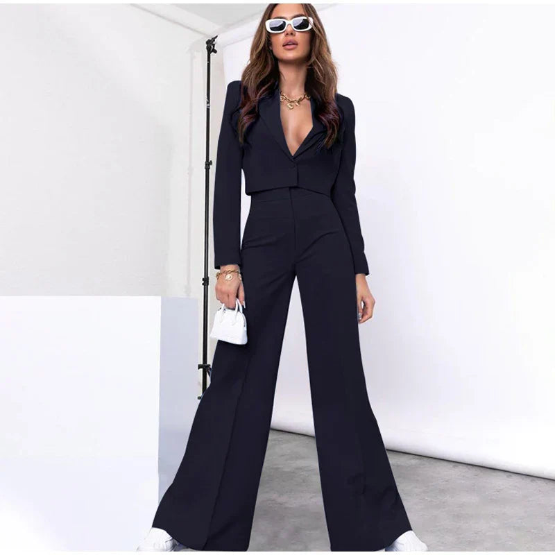 Pia Cropped Blazer and Pants Suit