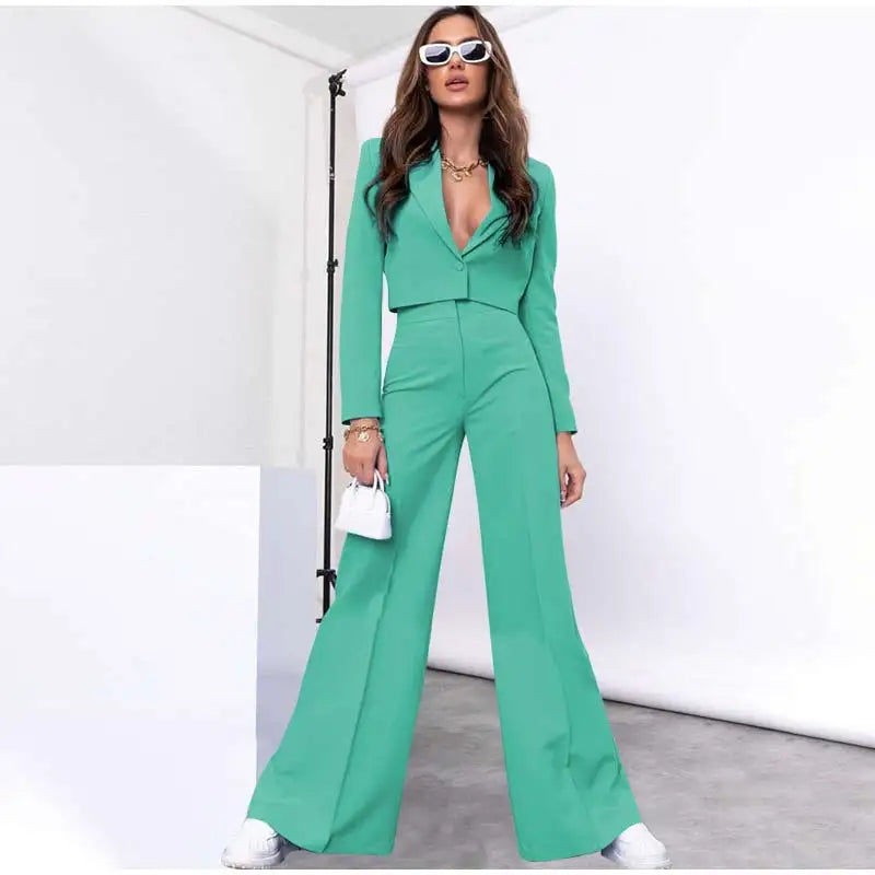 Pia Cropped Blazer and Pants Suit